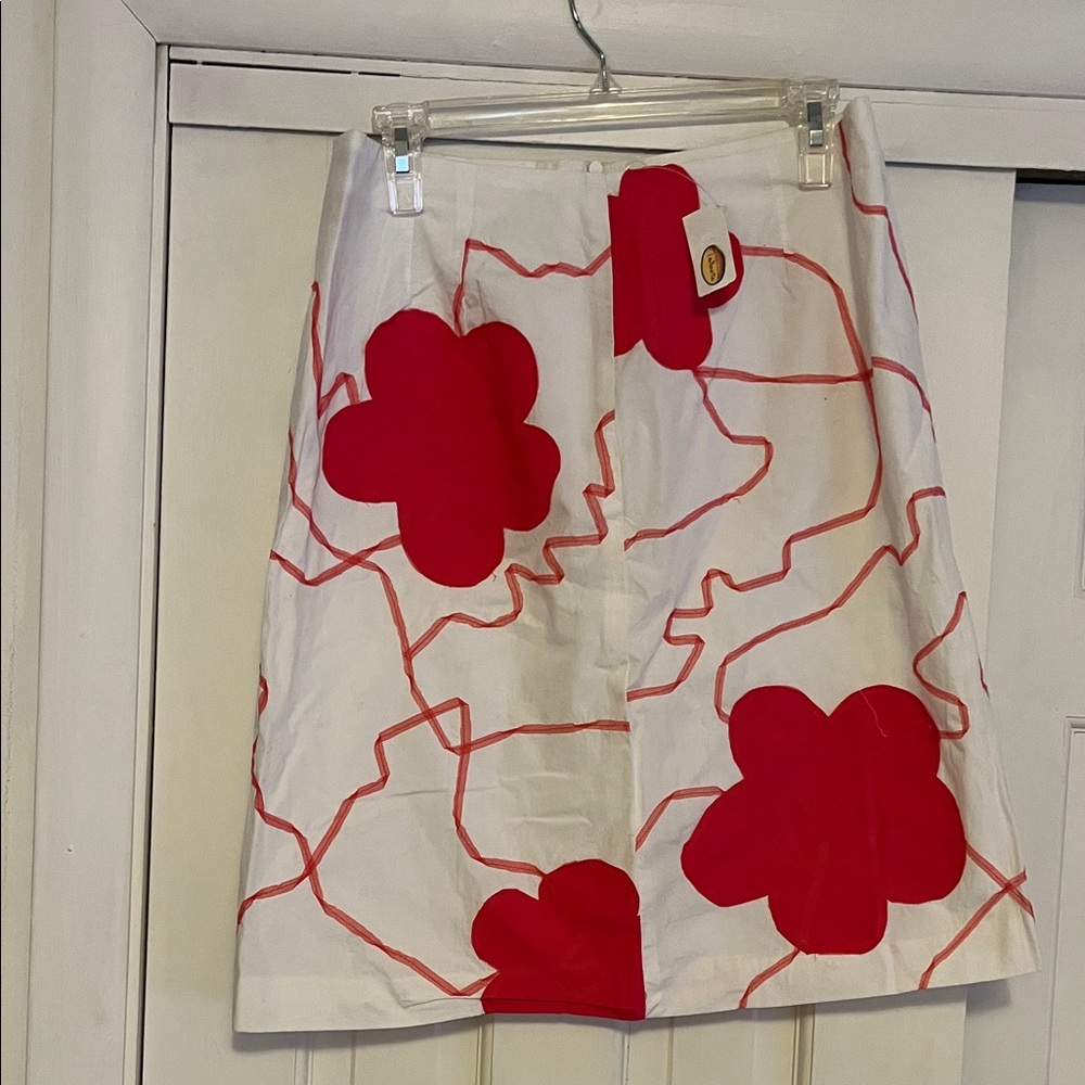 Vintage Talbots deep coral Floral A-Line Skirt